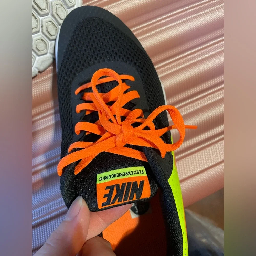 Nike Kids |flex experience| Black, Orange, and Green Sneakers - Picture 3 of 7